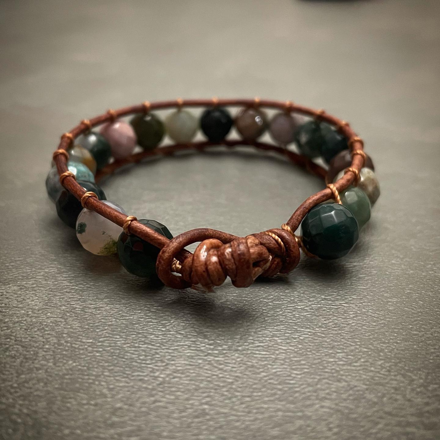 Jade Leather Wrap Bracelet