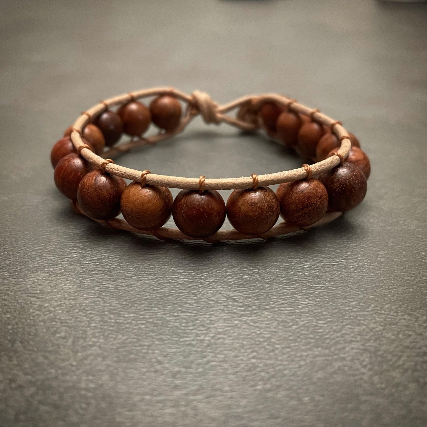 Wood Bead Leather Wrap Bracelet