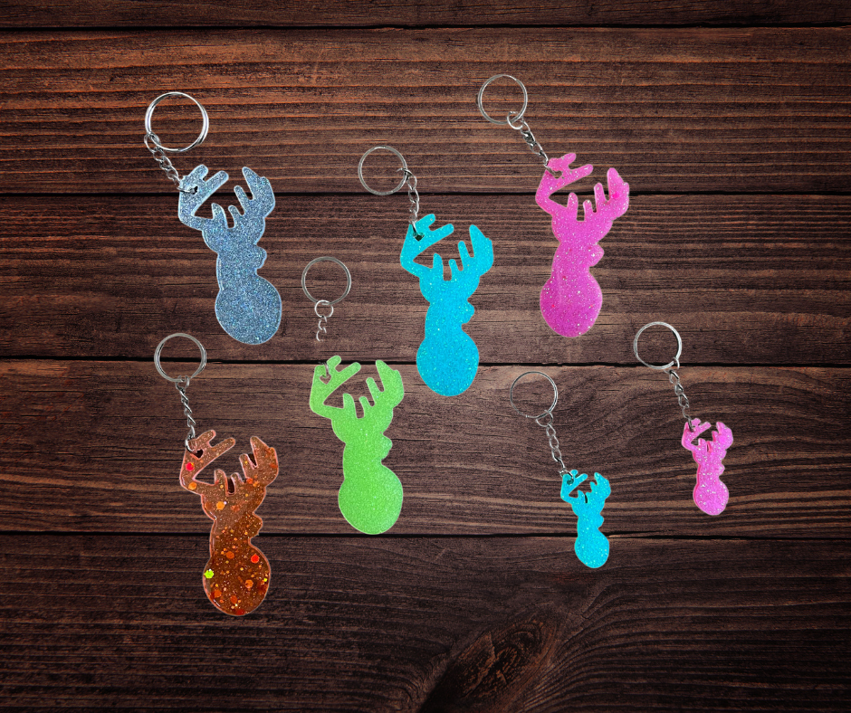 Deer Head Keychain - Choice of Color & Size
